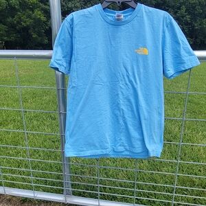 The North Face Men's Sky Blue Tee with Yellow Logo